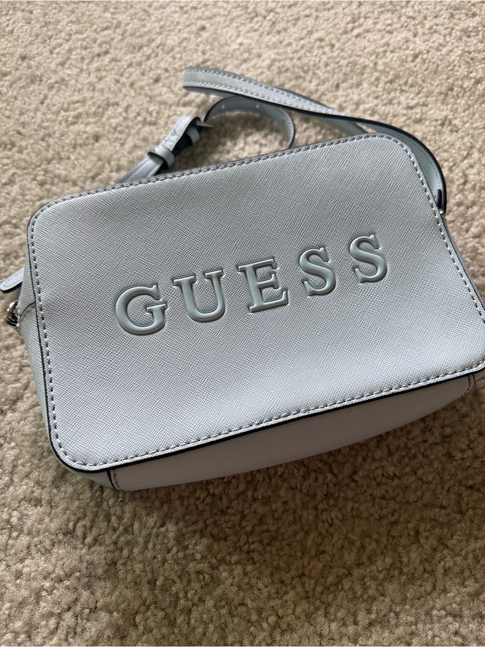 Guess light blue Embossed Logo Crossbody Bag